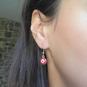 New Red Evil Eye Dainty Dangle Drop Earrings